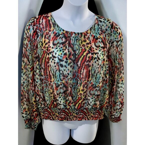 Marc New York Andrew Marc Womens Multi Color Printed Blouse Long Sleeve NEW XL - Picture 8 of 9